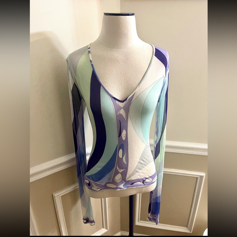 Emilio Pucci Sheer v neck top